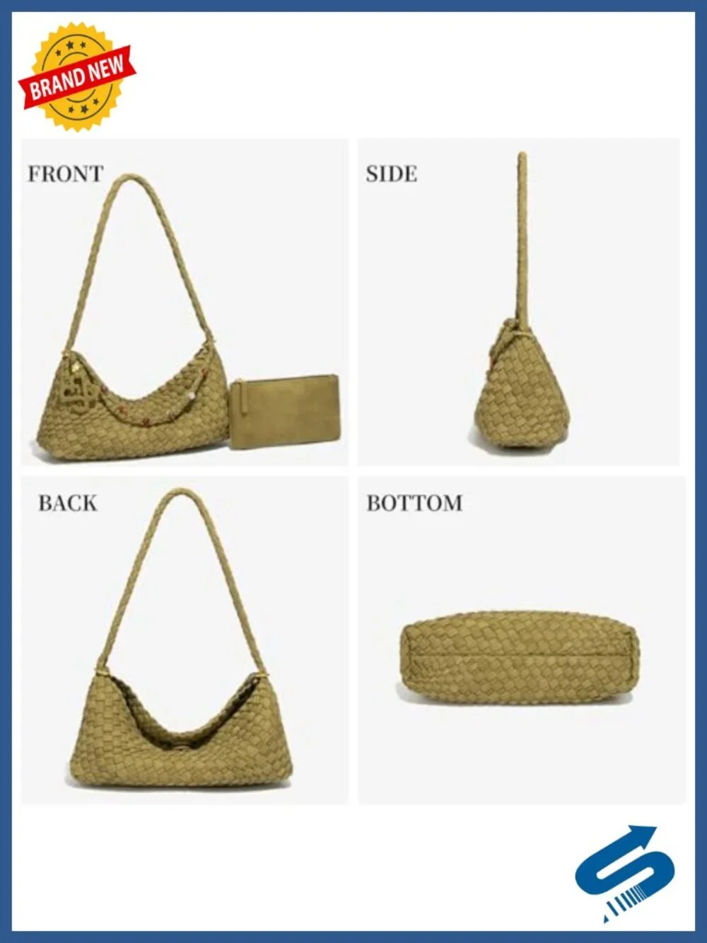 Small Faux Suede Woven Hobo Handbag with Pouch, Slouchy Shoulder Tote